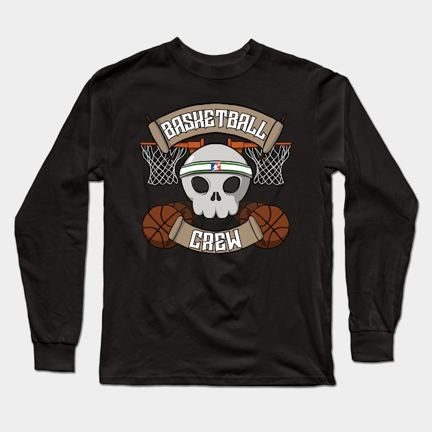 Basketball Jolly Roger pirate flag Long Sleeve T-Shirt by RampArt